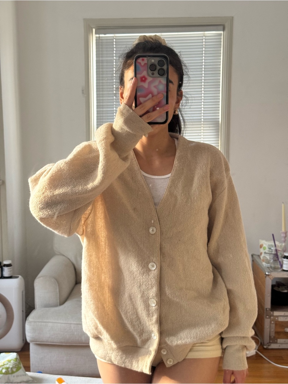 Vintage Lord Jeff 100% virgin wool cream cardigan / made in USA